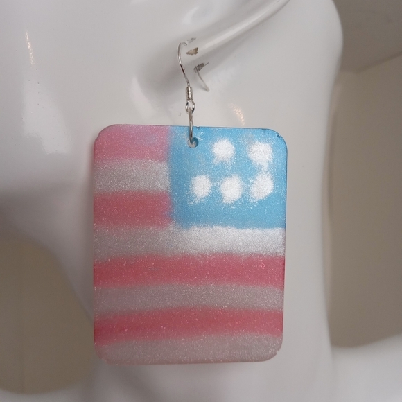 Hand Crafted Jewelry - Patriotic Flag Earrings